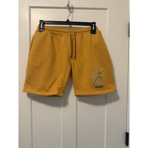 NEFF Mens Unisex Fleece Sweat Shorts Bone Peace Flower Logo Gold Size‎ Large